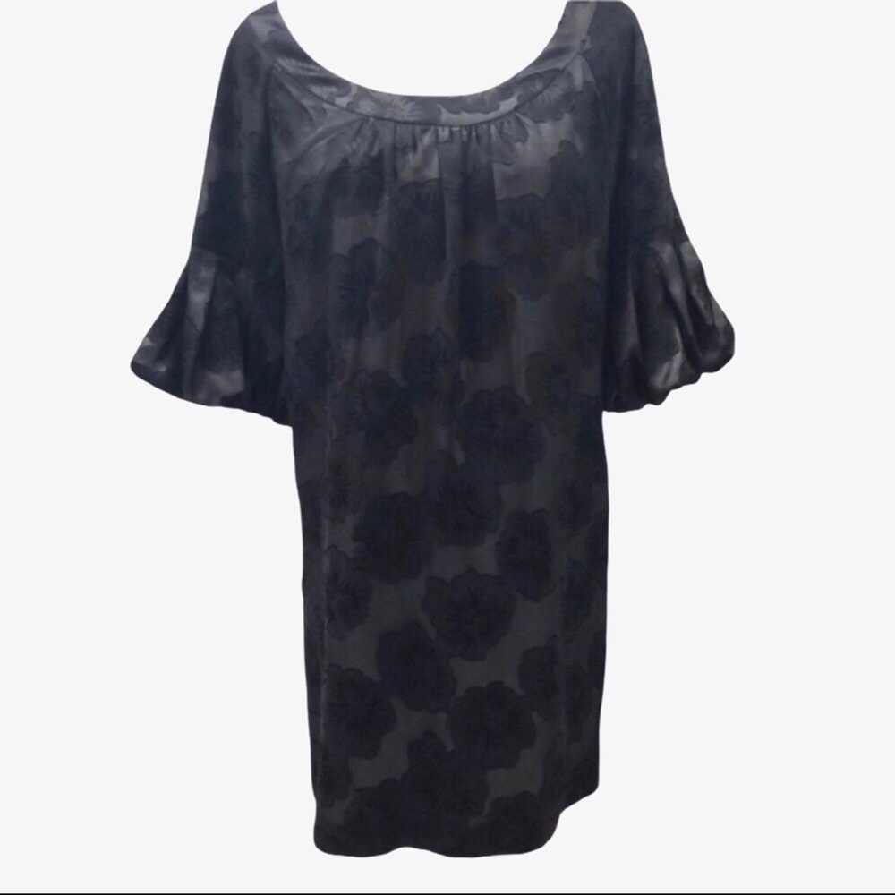 Ali Ro Anthropologie Silk Dress Floral Shift Dress Black Size 2 Scoop Neck